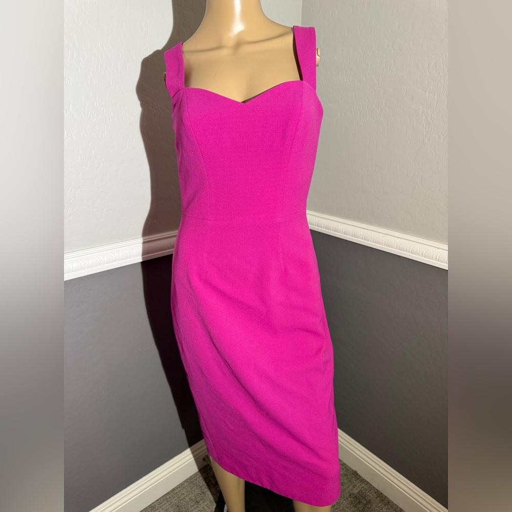 Dress the Population Pink Sheath Midi Dress Sweetheart Neckline
